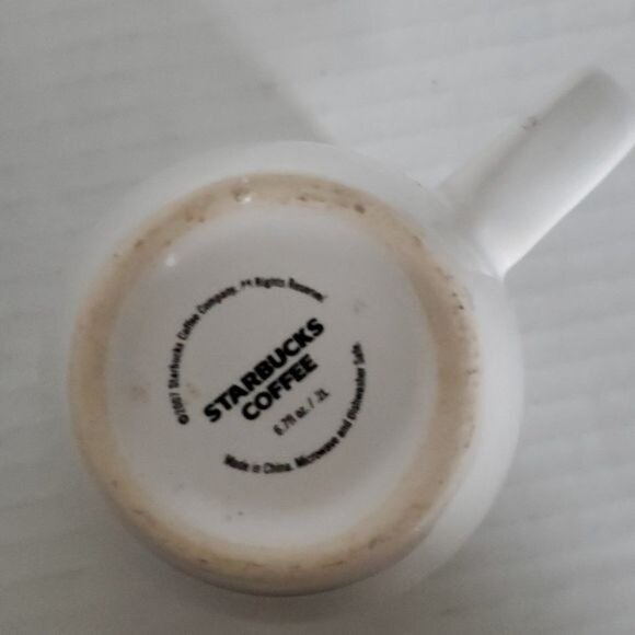 2007 WHITE Starbucks Coffee 6.7 oz Espresso Cup Mug Ceramic Green Siren - Picture 7 of 9